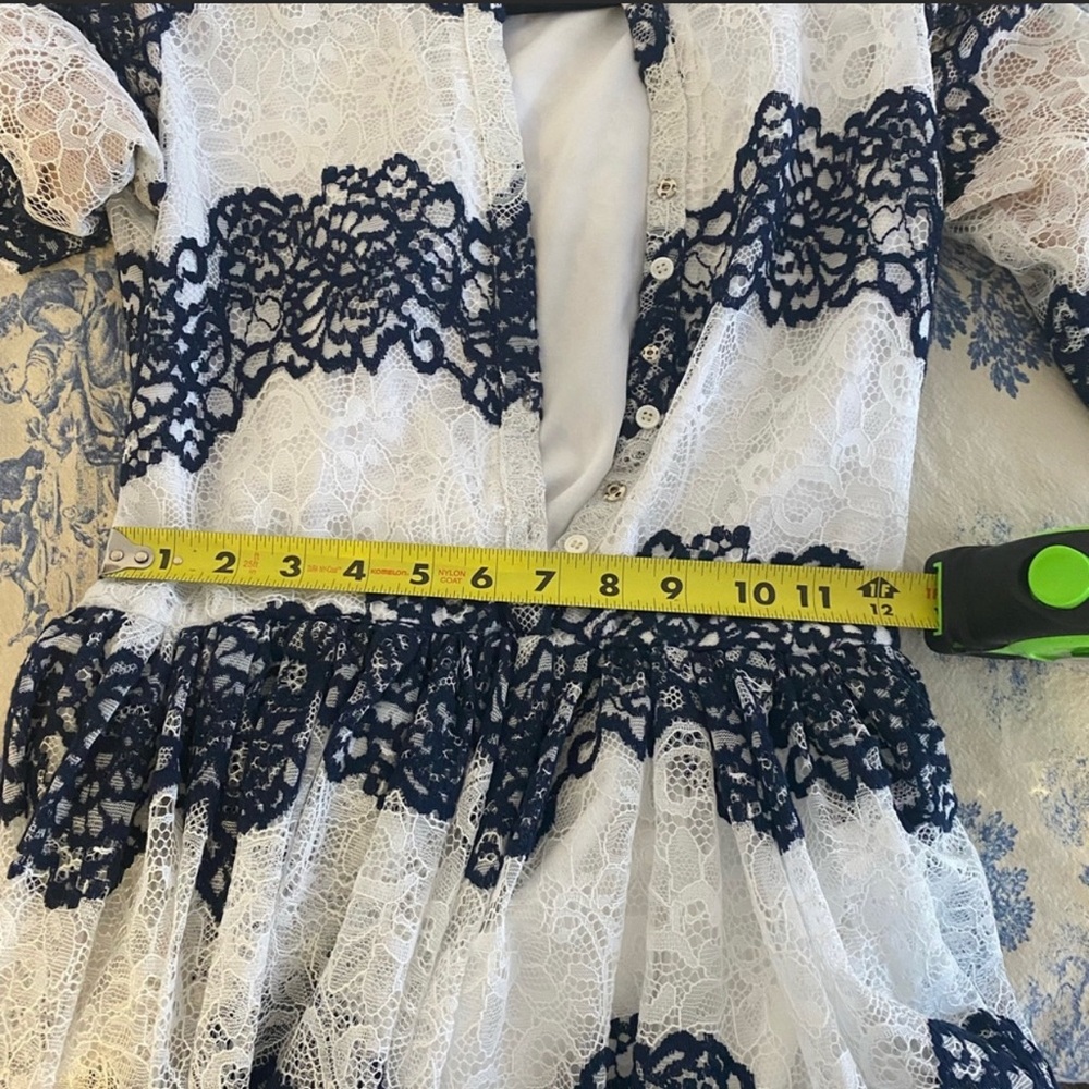 Maje Navy and White Lace dress with Sleeves Shortened - Picture 3 of 4